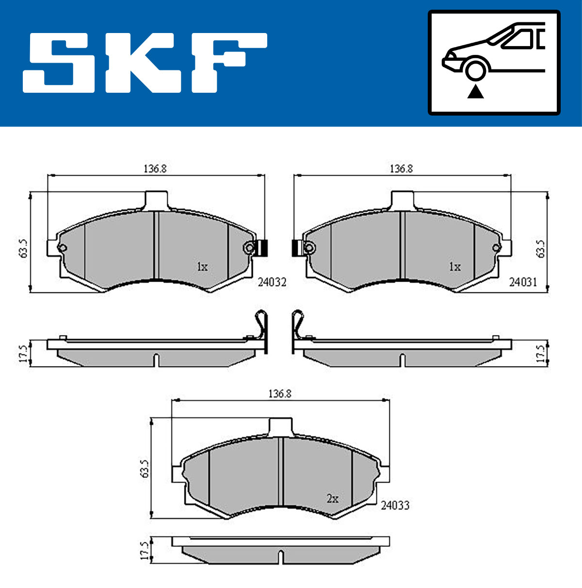 Set placute frana,frana disc VKBP 80591 A SKF